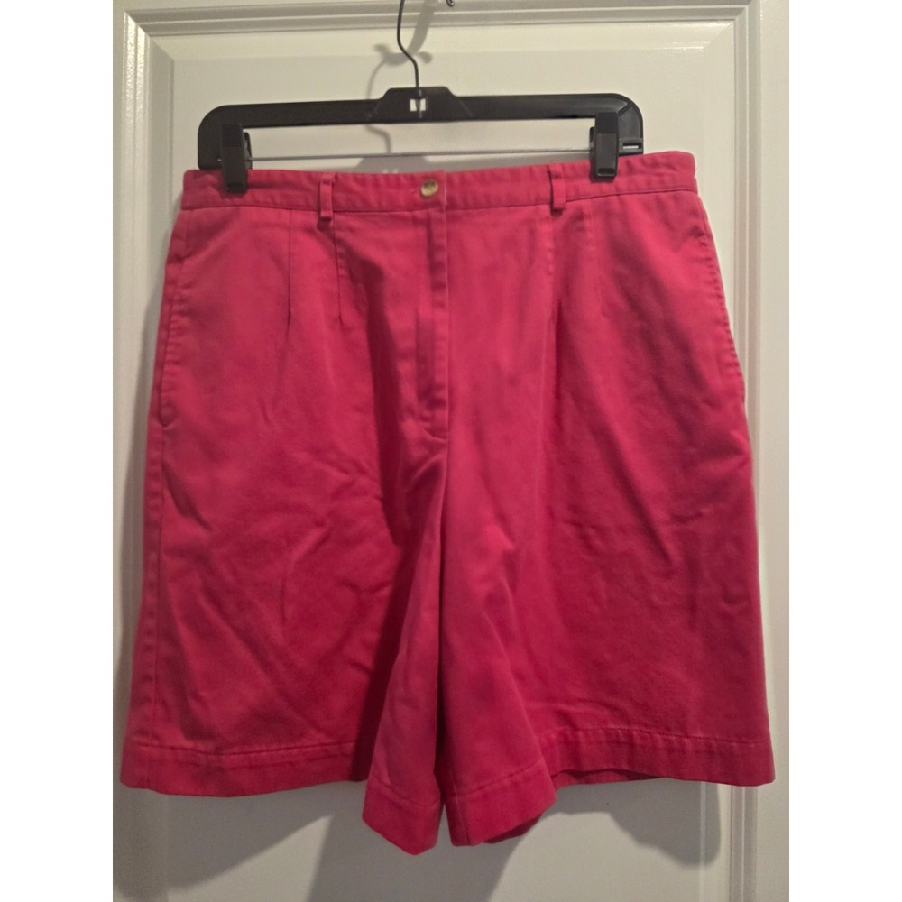 Women's Vintage Talbots sz 14 Pink High Rise Pleated Chino Shorts Made in USA